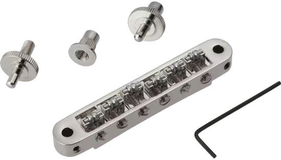 TonePros TP6R Nickel USA Locking TOM Style Bridge met roller saddles