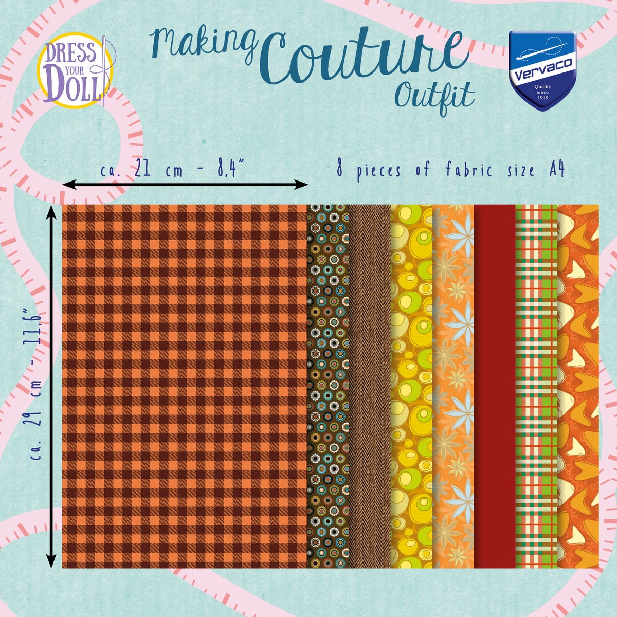 Dress Your Doll - Making Couture Fabric Set kit Autumn - Set van 8 stukken stof - PN-0164682