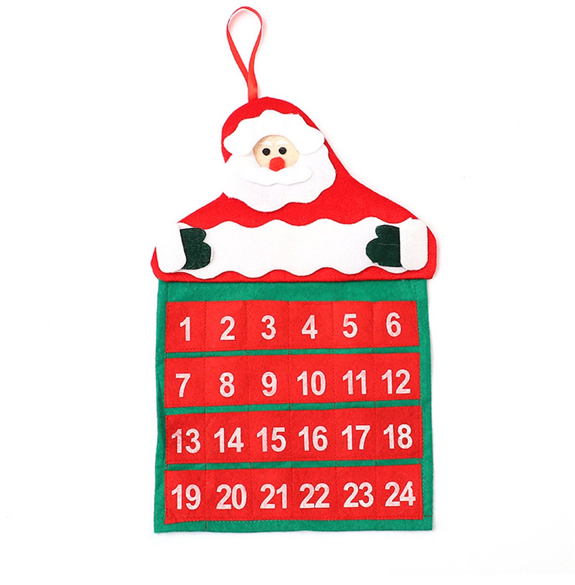 1 stuk - Kalender - Kerstadventskalender - Niet-geweven stof - 24 dagen aftellen - Hangend model - Adventskalender - Kerstmanversiering - Met 24 vakjes - Geschikt voor decoratie aan de voordeur - Kerstversiering - Rood