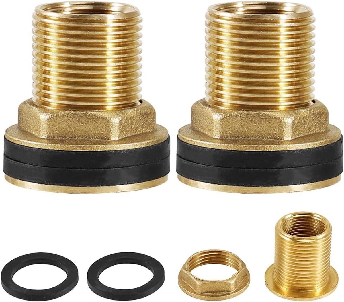Provento - Tankschroefverbinding met 2 stuks, messing regentondoorvoer, AG 3/4 inch x IG 1/2 inch, voor kranen, watertonnen en watertanks