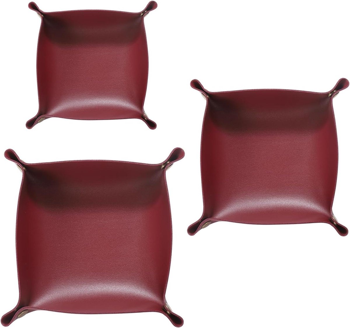 Provento - Opvouwbare PU-lederen opbergvakken voor sleutels, horloges en sieraden in wijnrood