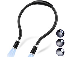 Gigicial Neklamp om te lezen - Oplaadbare LED-boeklamp - Flexibele nek voor gebruik naast het bed en in de auto - Eén stuk - Zwart