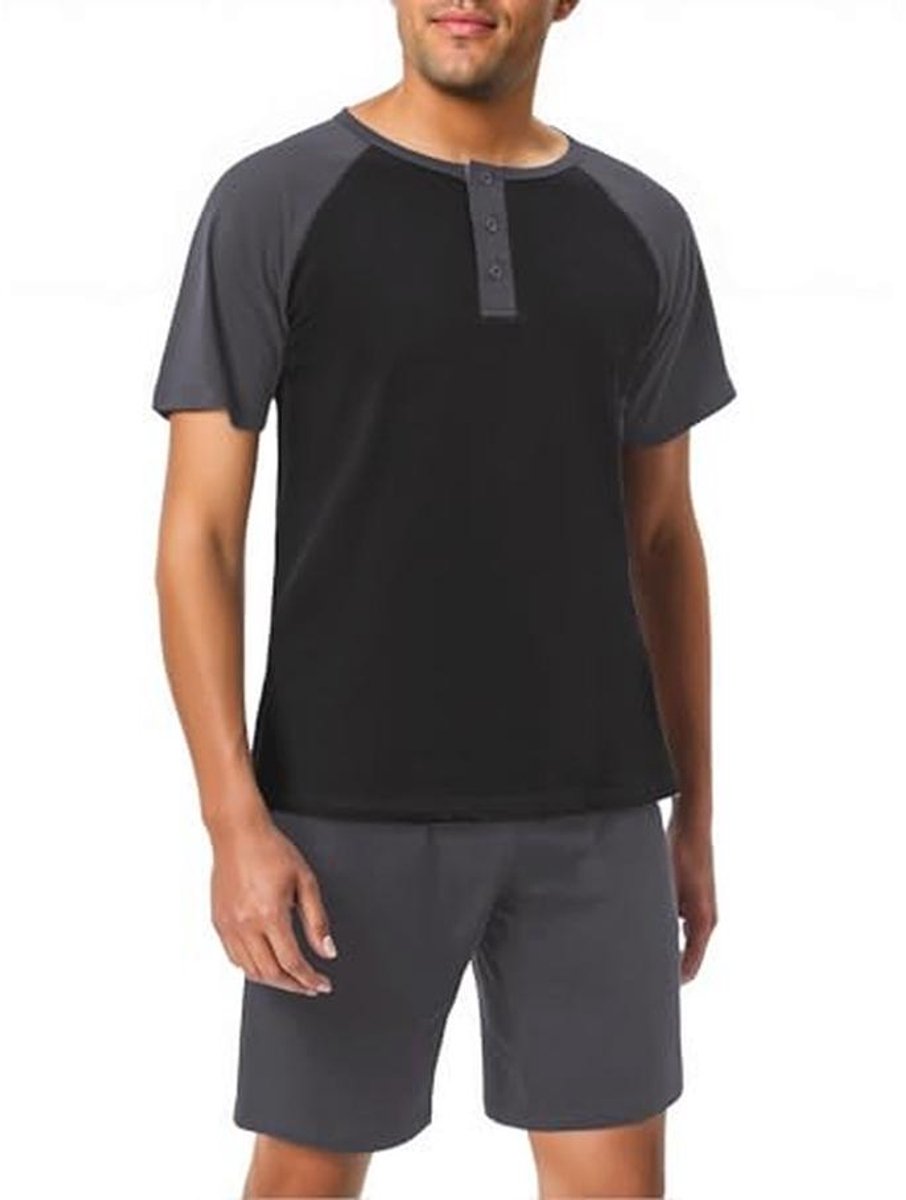 Korte Herenpyjama Set van Katoen met T-shirt en Broek, Loungewear en Nachtkleding
