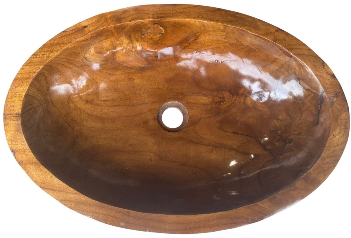 Lendo Online Waskom Ovaal 30x25x12 cm Teakhout Bruin