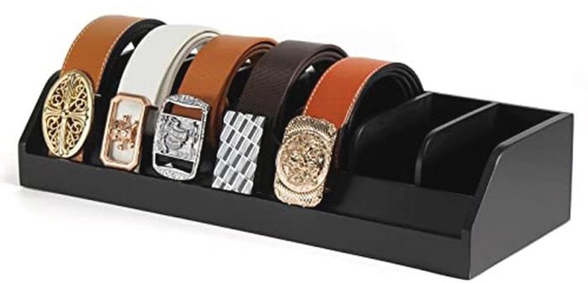 Riem Organizer voor Mannen - 7 Compartimenten Bamboe Riemhouder voor Kast en Lade