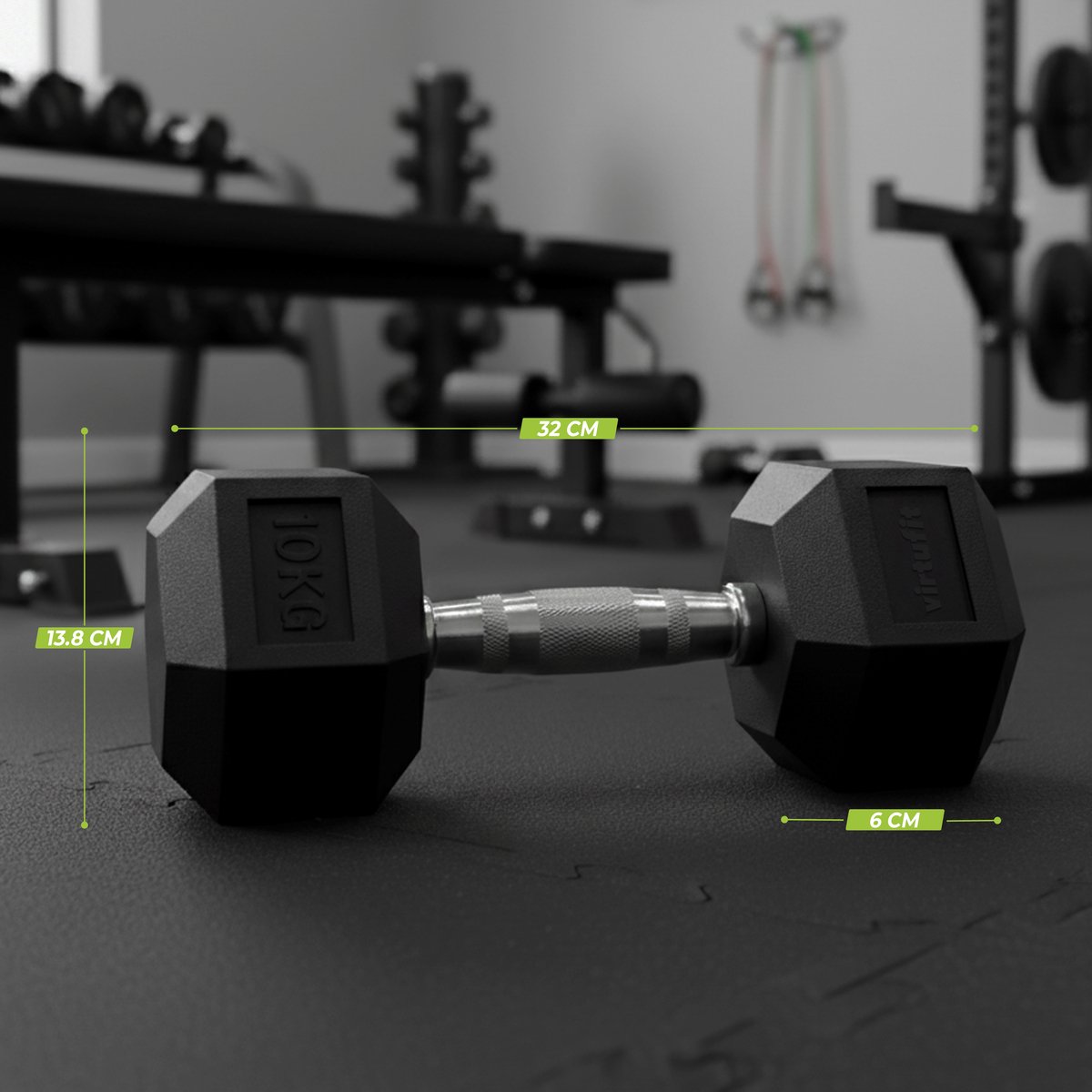 VirtuFit Hexa Dumbbell Pro - 10 kg - Hexagon Dumbbell - Duurzaam en Slijtvast - Krachttraining - Gewicht - CrossFit & Fitness - Geschikt voor Beginners en Professionals - Per Stuk Verkocht – foto 3