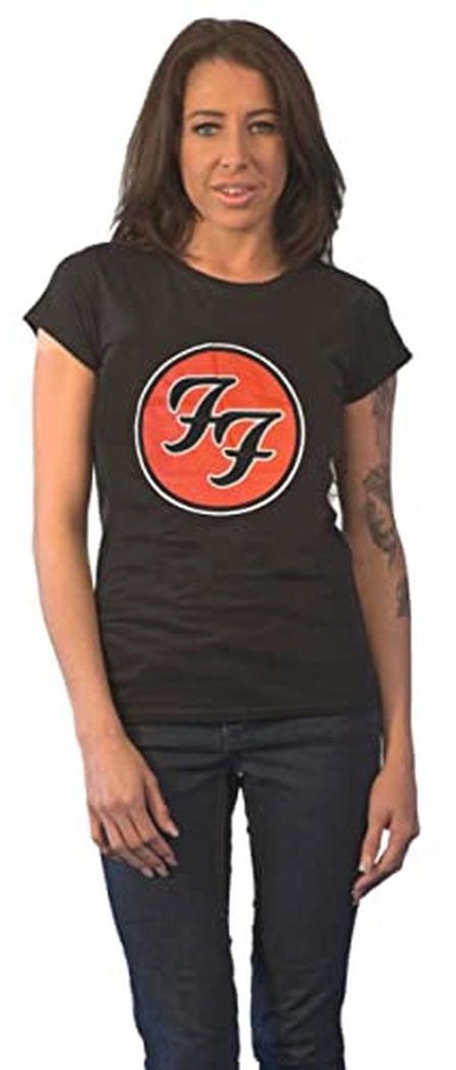 Dames T-shirt met Band Logo - Skinny Fit Zwart