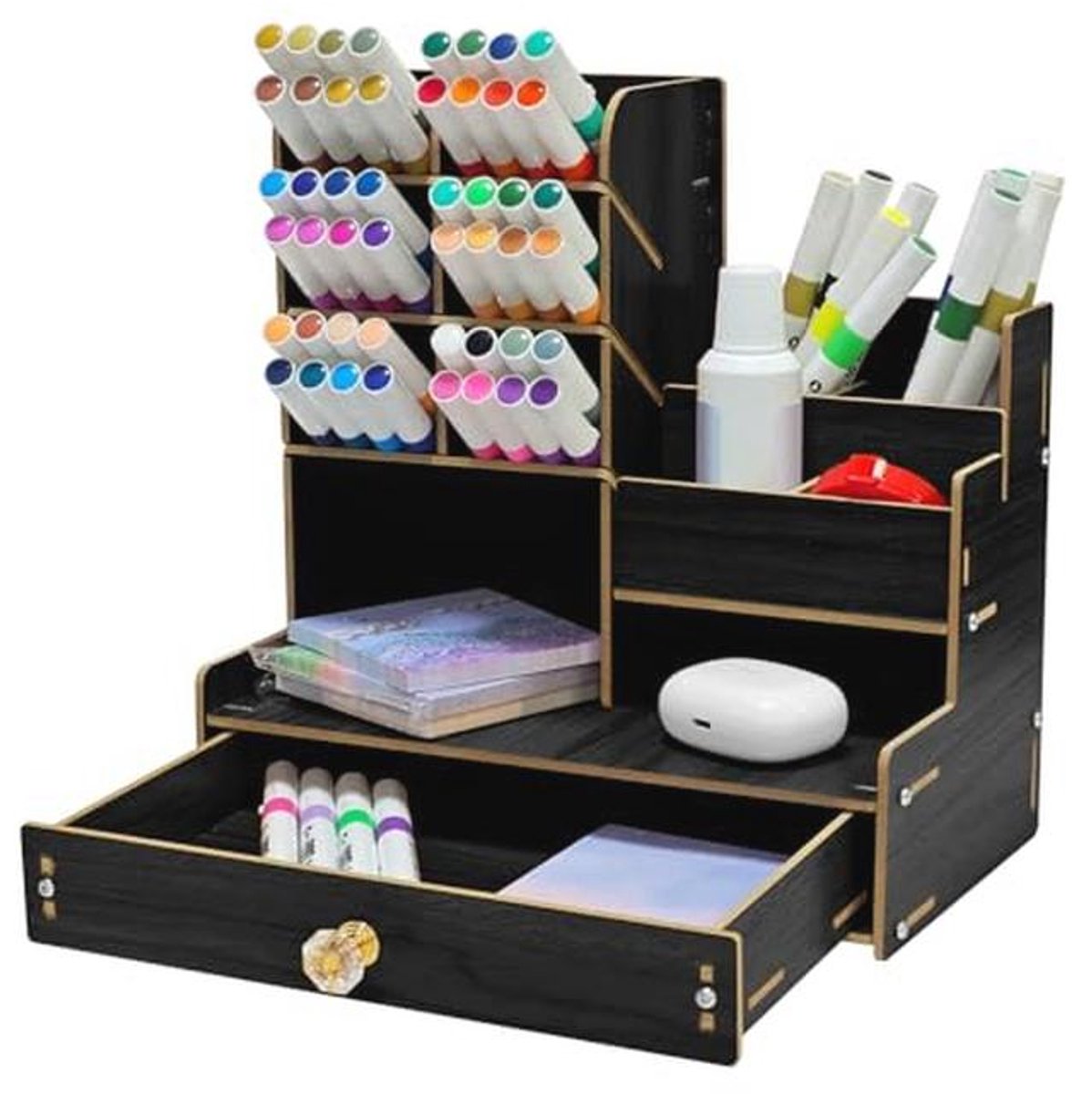 Houten Bureau-organizer DIY Desktop - Zwart