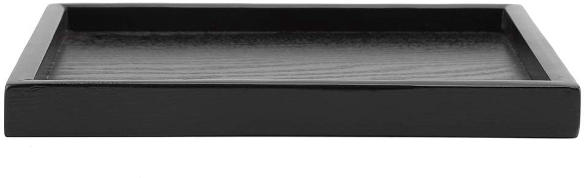 Zwarte rechthoekige houten schaal - modern en elegant, perfect voor drankjes, eten en snacks (22 x 15)