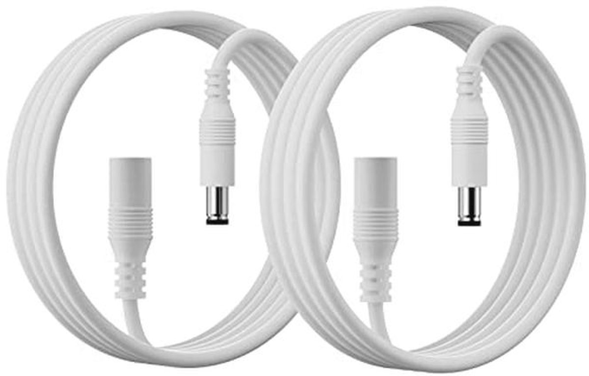 Set van 2 DC-verlengkabels 2m - Universeel 5-24V voor Ledstrips en Bewakingscamera's