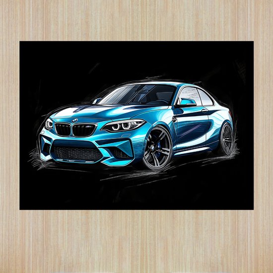 BMW M2 Poster - 20 x 30 cm - Supercar Poster - A4 Poster - Kinderkamer Poster | Poster op 260gr Fotopapier - Autoposter - Muurdecoratie - BMW Poster - BMW Muurdecoratie