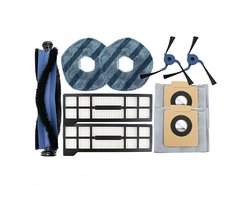 9 stuks vervangende dweilpads geschikt voor eufy X10 Pro Omni Accessoires - Robotstofzuigeraccessoires - 1 rolborstel, 2 filters, 2 zijborstels, 2 stofzakken, 2 dweilpads