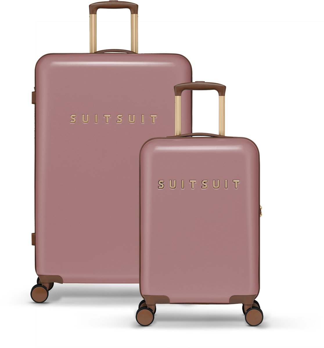 SUITSUIT Kofferset 2 delig - Reiskoffer groot - Handbagage koffer - Koffer set - Veilig TSA cijferslot - Reiskoffer set - Reiskoffer met wielen - Fab Seventies kofferset Old Rose