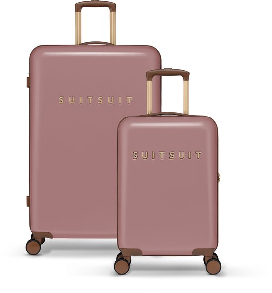 SUITSUIT Kofferset 2 delig - Reiskoffer groot - Handbagage koffer - Koffer set - Veilig TSA cijferslot - Reiskoffer set - Reiskoffer met wielen - Fab Seventies kofferset Old Rose