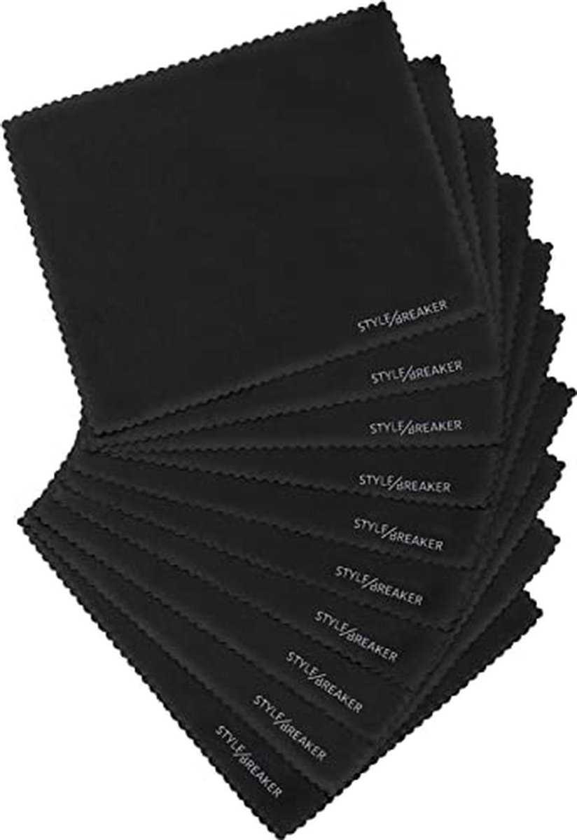Microvezel poetsdoekenset - 10 stuks voor brillen en schermen - Zwart
