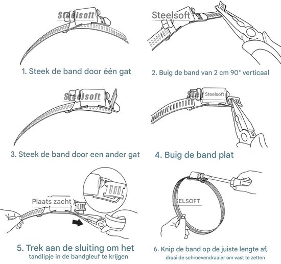 GELLDG Slangklemmen - Geperforeerde metalen strips - 8 bevestigingsmiddelen - DIY-buisklemmenset - Verstelbare klemmen - Geschikt voor waterleidingen, tanks, gasleidingen, radiatoren en autoleidingen - Roestvrij staal - 3 meter van GelldG — afbeelding 4
