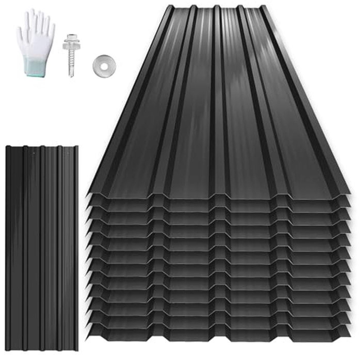 12 Stuks Golfplaten - Weerbestendige Dakplaten van Verzinkt Staal - Trapeziumprofiel 129,5 x 45 cm voor Garage en Tuinhuis