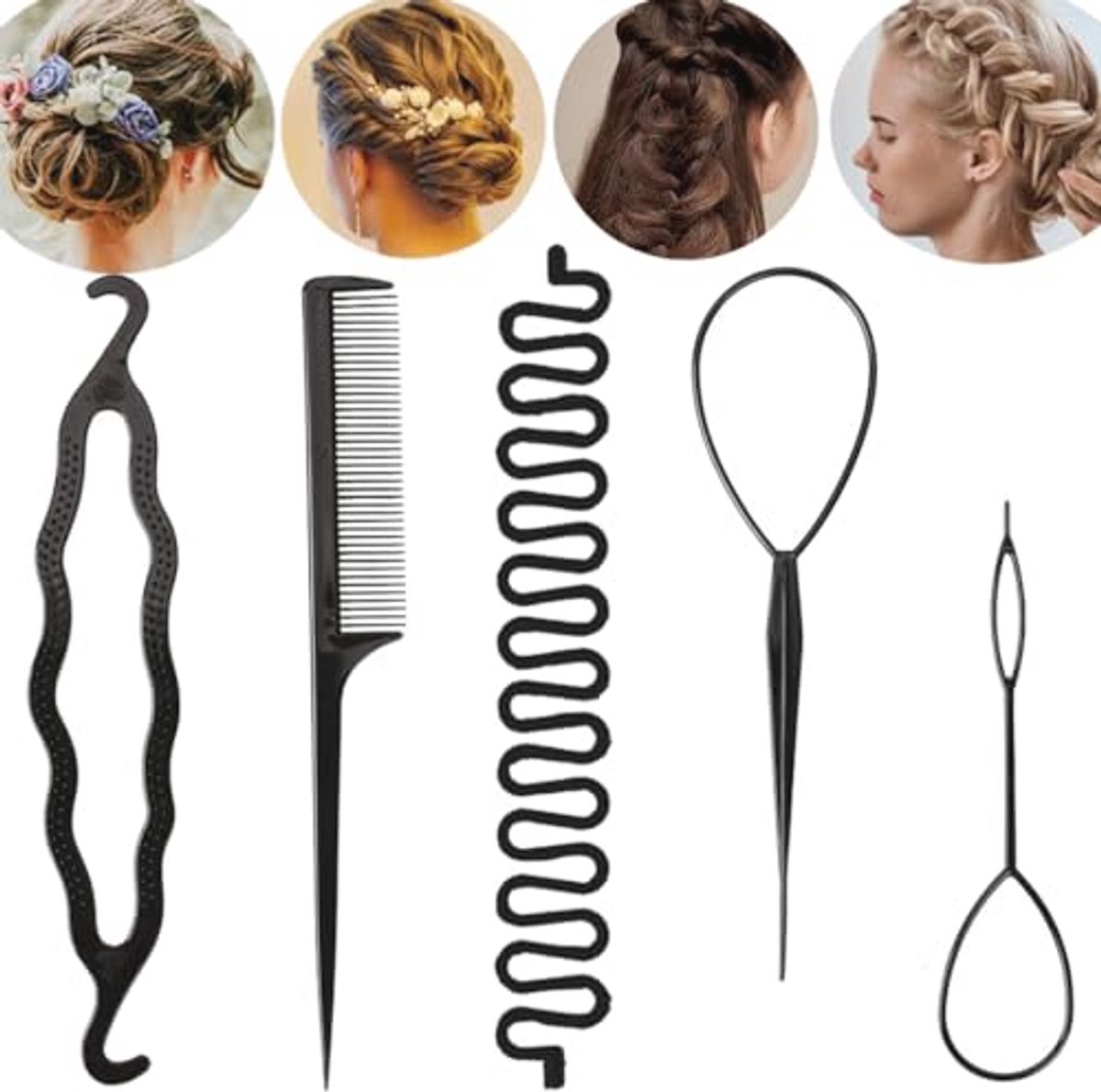 Haarvlechtgereedschapset voor snelle vlechten en kapselaccessoires
