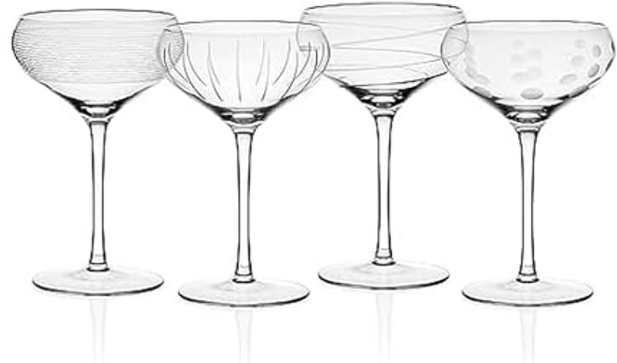 Coupe Cocktail Champagne Glazen Set van 4 - 15 Oz Helder