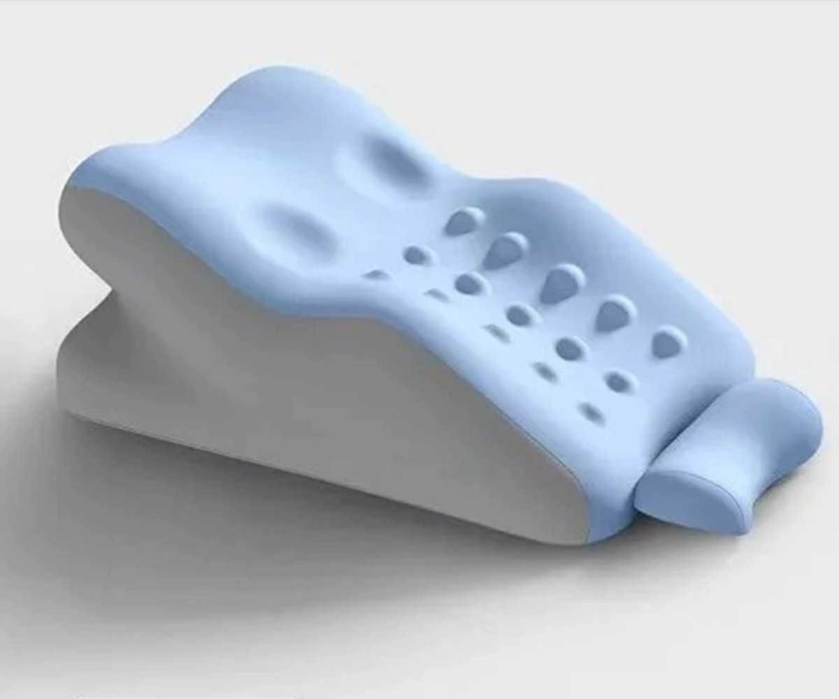 (Geüpgraded klein kussen) Blauw en grijs kleurenblok bedkussen voor meerdere posities, multifunctioneel kussen voor naast het bed