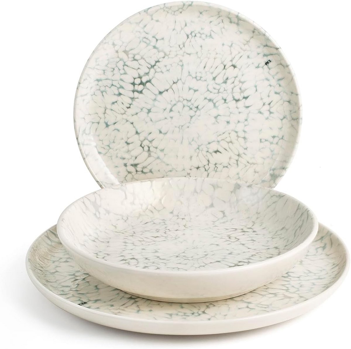 Set van 18 Aardewerk Servies met Ruche Structuur