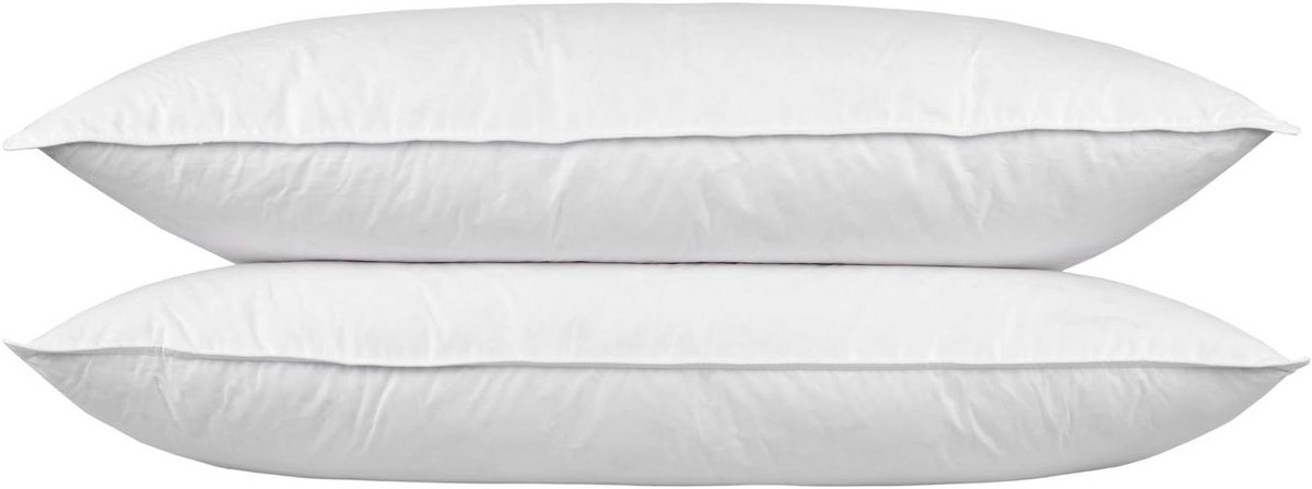 Set van 2 Lange Slaapkussens 50x90 cm met Ganzenveren en Dons - 100% Katoen