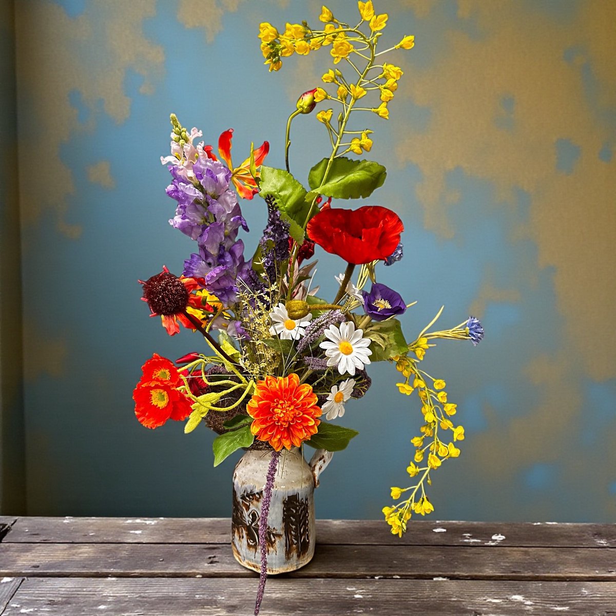 Seta Fiori - Kunstbloemen - Zijden Bloemen Boeket - 75cm - Plukboeket - Veldbloemen