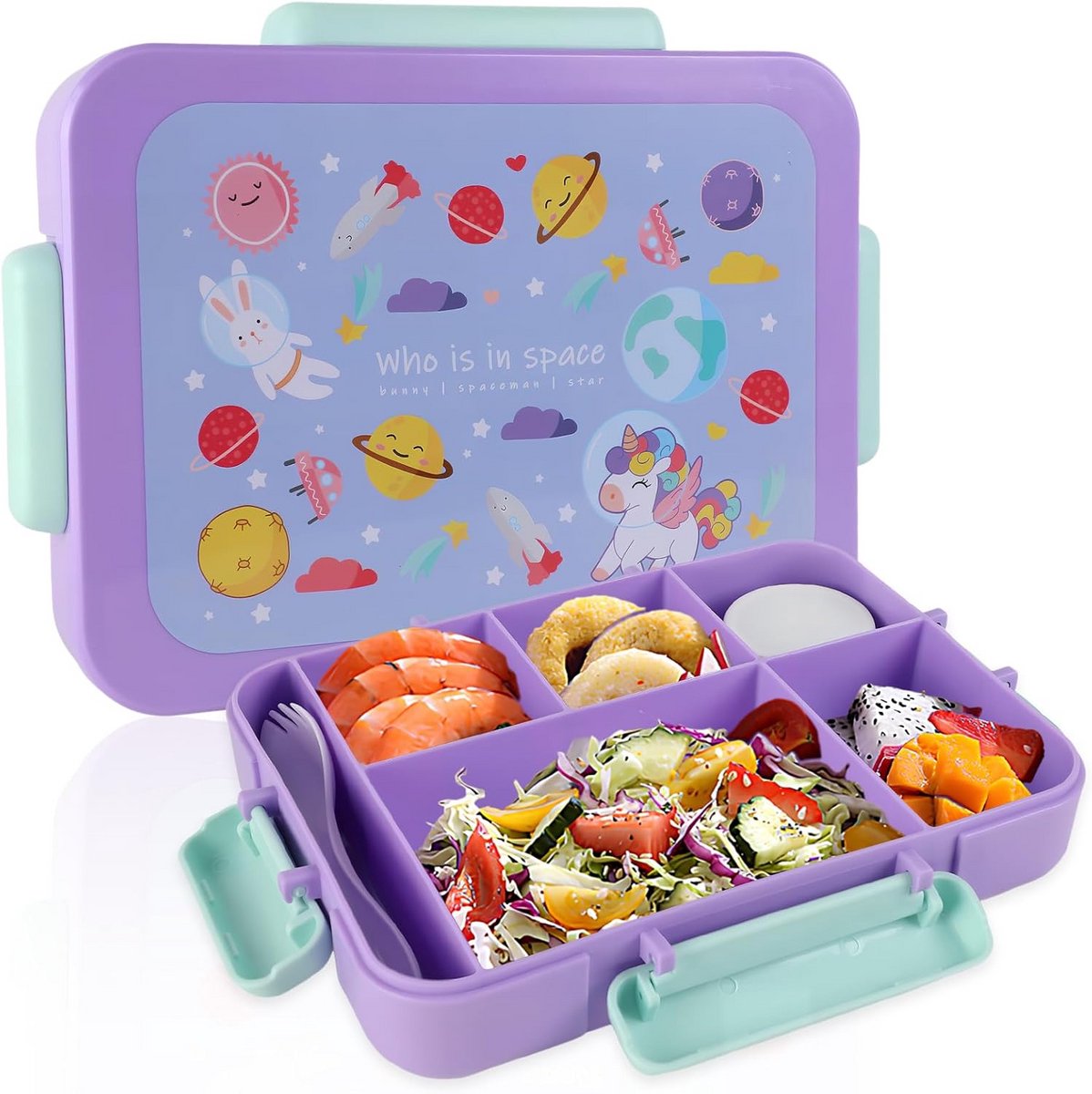 Kinderlunchtrommel met 5 Vakken voor School en Onderweg