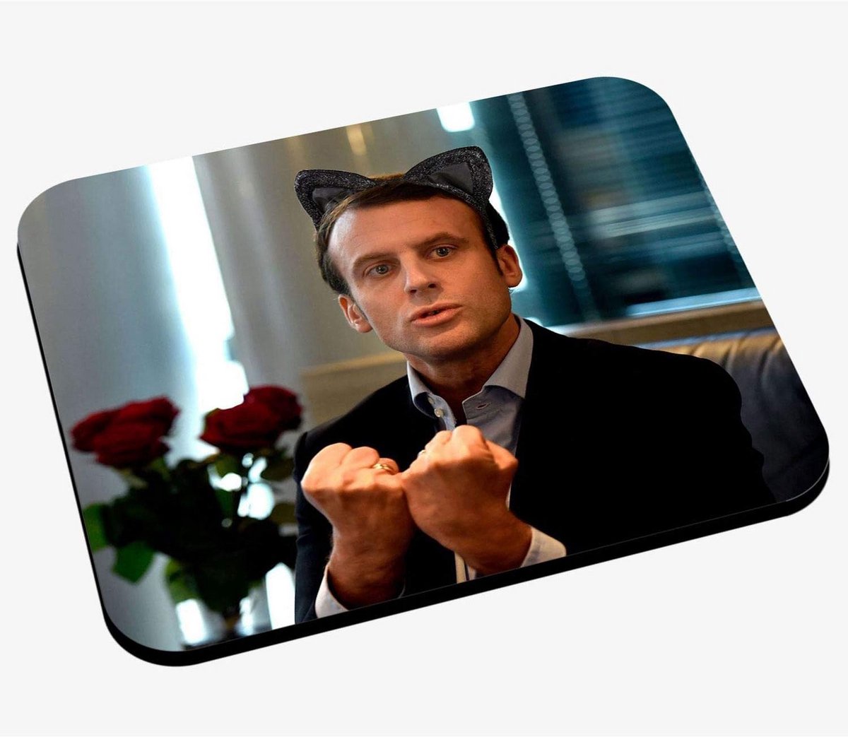 Grappige en Kawaii Muismat met Politicus Emmanuel Macron - Antislip Kantoorgadget