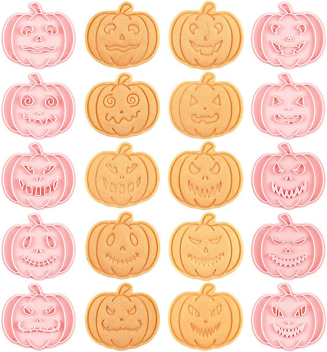 3D Pompoen Koekjesvormpjes Set voor Halloween - Reliëf Uitsteekvormen
