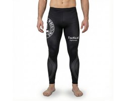 Tactical Fightwear Rashguard Legging Uniseks – Compressiebroek voor MMA, BJJ, Grappling & Kickboksen – Zwart – Maat L