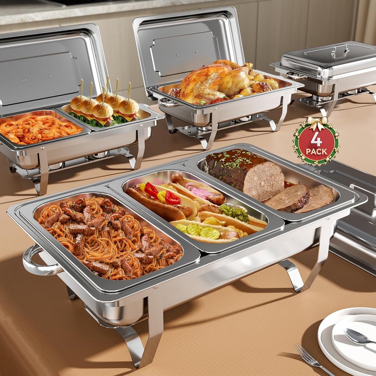 Chafing Dish Buffet Set 4 Delig voor Buffet Warm Houden