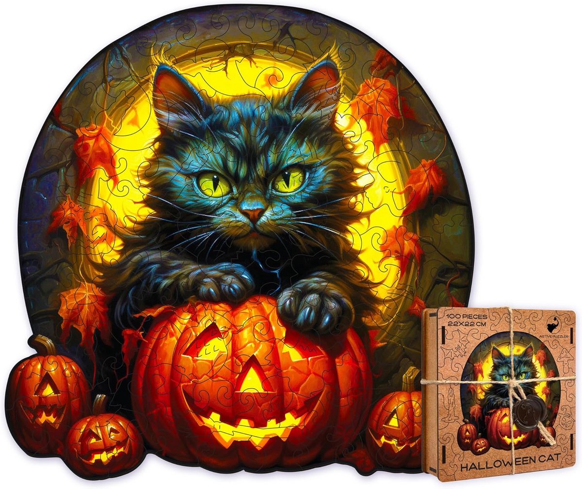 Houten Puzzel Halloween Thema - 100 Stukjes - 22x22 cm - Uitdagend en Decoratief