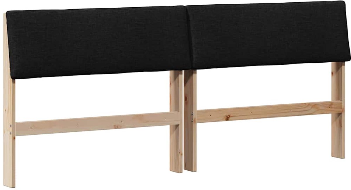 vidaXL Gestoffeerd - hoofdbord - Zwart - 200 - cm - Massief - grenenhout