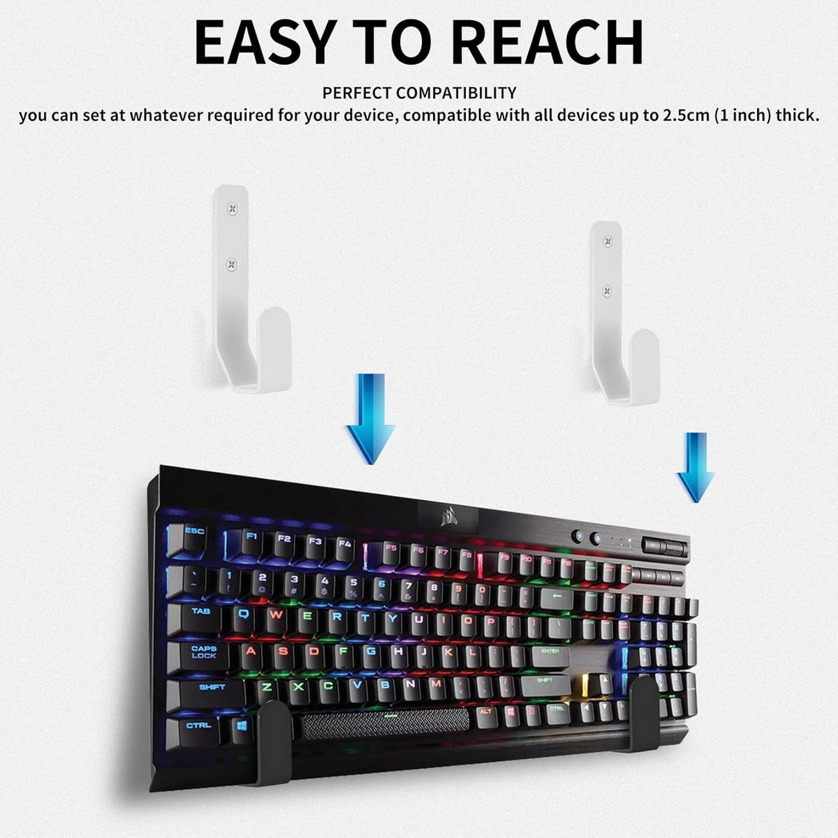 8 Stuks Universele Metalen Wandhouders voor Toetsenbord, Tablet, Router en Gaming Accessoires thumbnail 2
