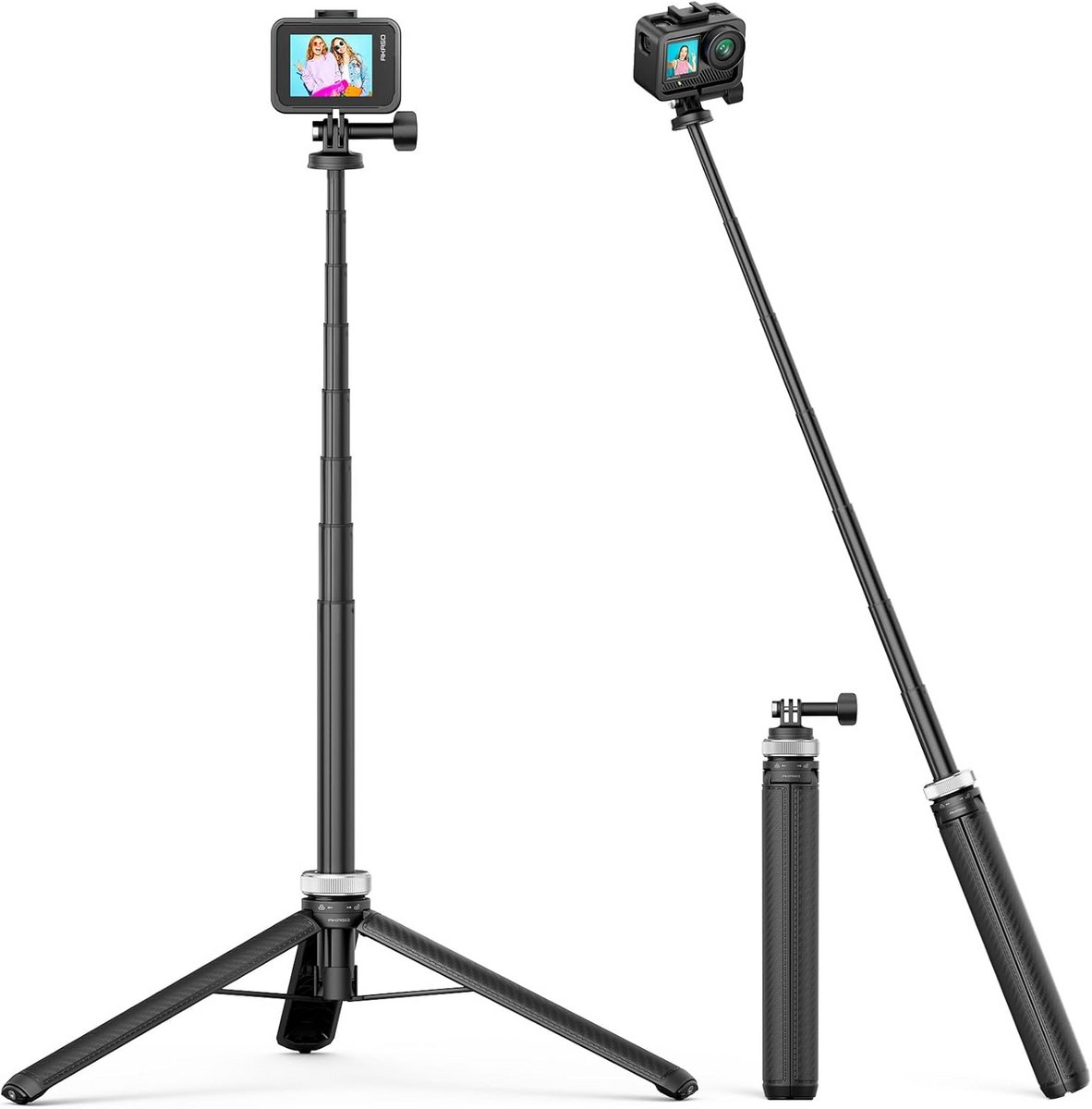 Uitschuifbare Selfie Stick en Statief tot 160 cm voor Actiecamera's