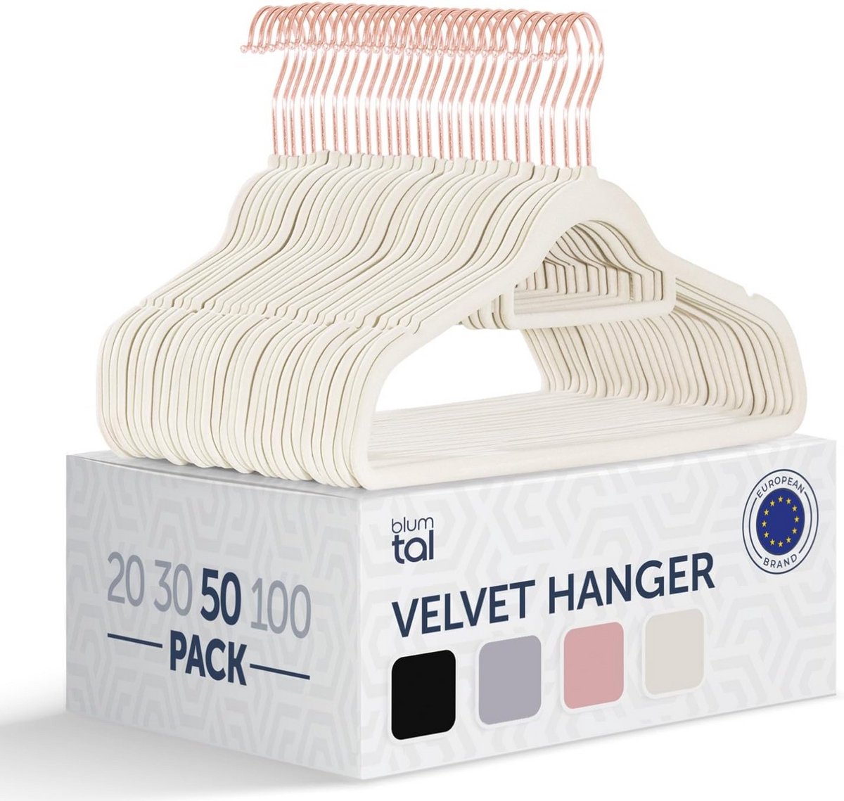 Set van 50 Witte Fluwelen Kledinghangers - Ruimtebesparend en Antislip