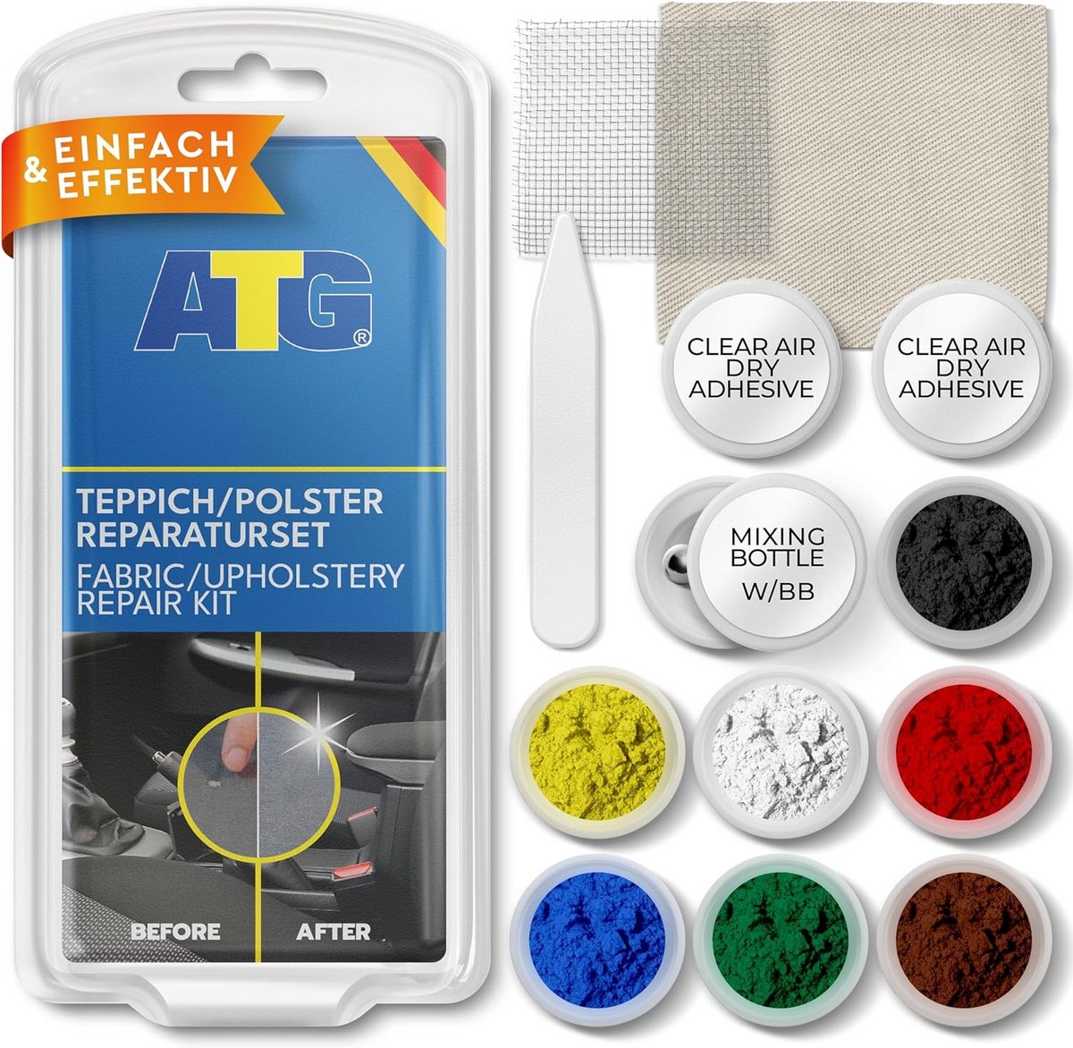 Reparatieset Bekleding Auto: Herstel Brandgaten, Scheuren en Schade in Stoelen en Stof (13-delig)