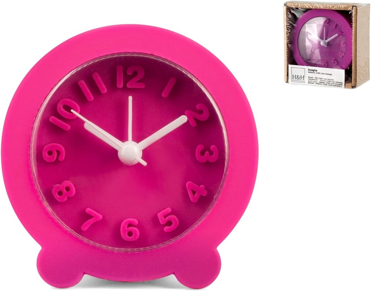 Ronde Wekker met Snooze, Felle Kleur, Ø 8 cm
