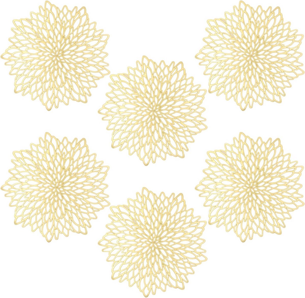 6x Ronde PVC Placemats Ø38 cm - Uitgehold & Decoratief Tafelloper Kerst Tafelmat Wasbaar