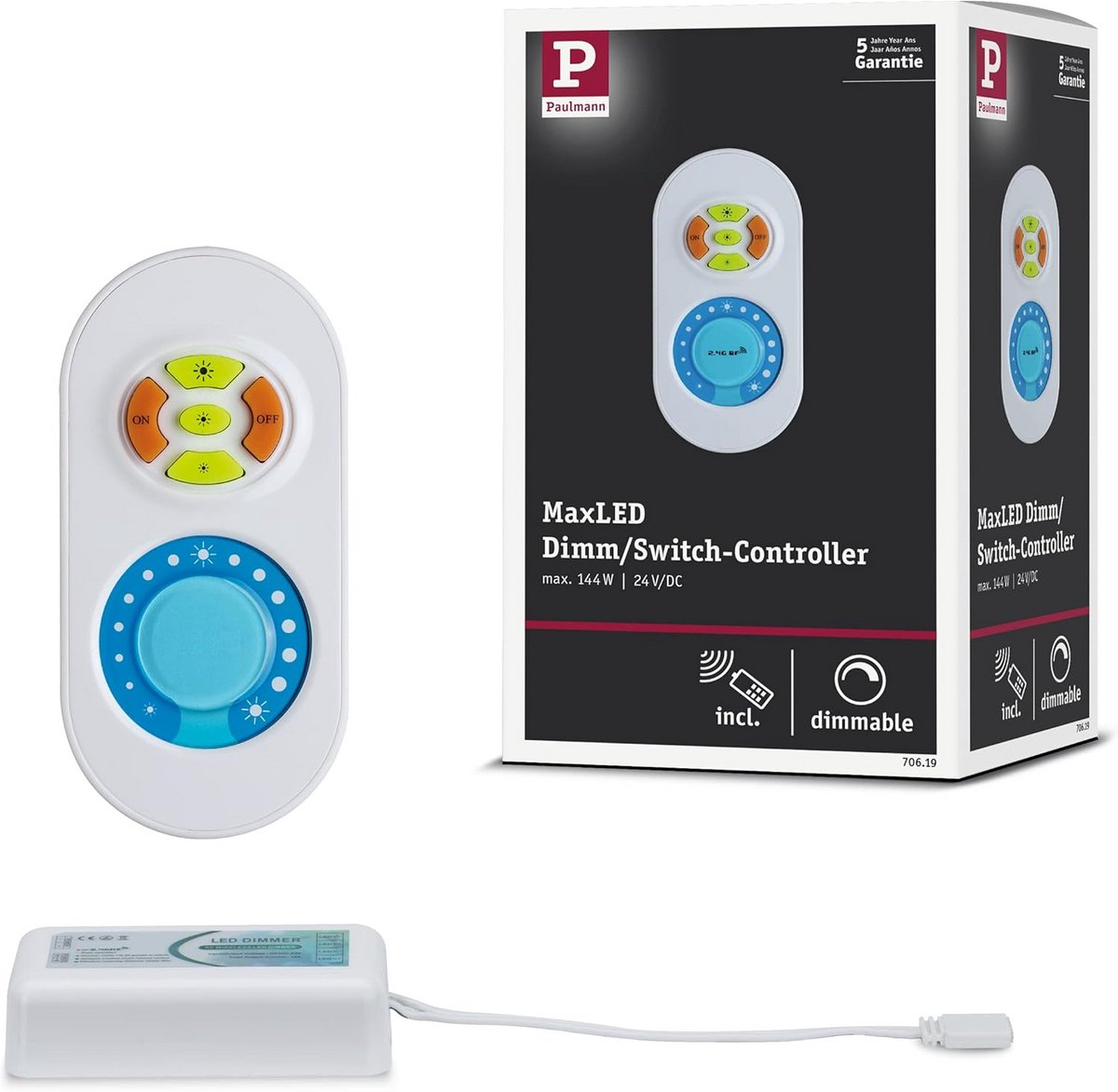 Dim- en Schakelcontroller voor LED Strips met Draadloze Afstandsbediening tot 144W