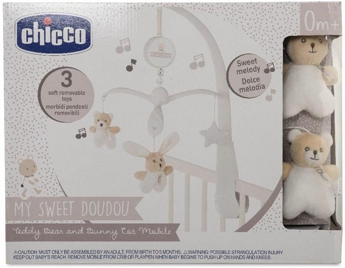 Baby Mobiel voor Boven het Wiegje met Pluche Teddybeer en Konijn - Geluiden en Beweging