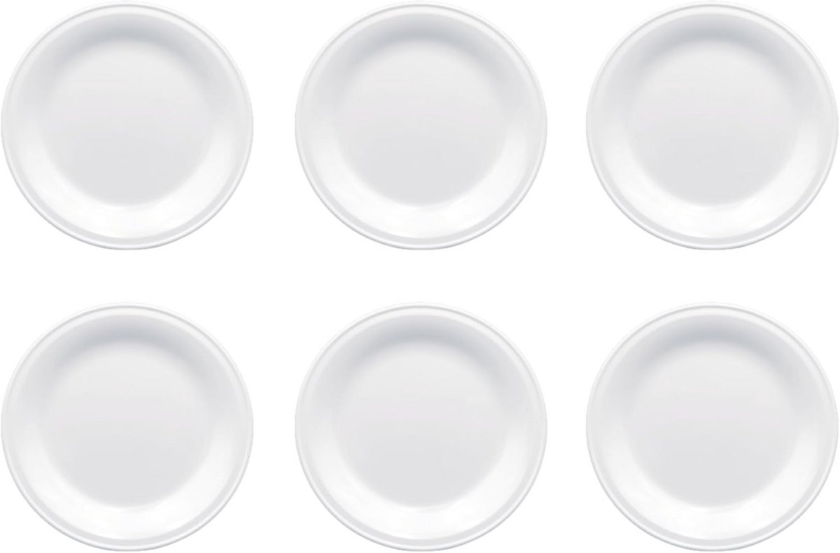 6 Witte Melamine Borden Set - Robuust en Vaatwasmachinebestendig Diner Servies