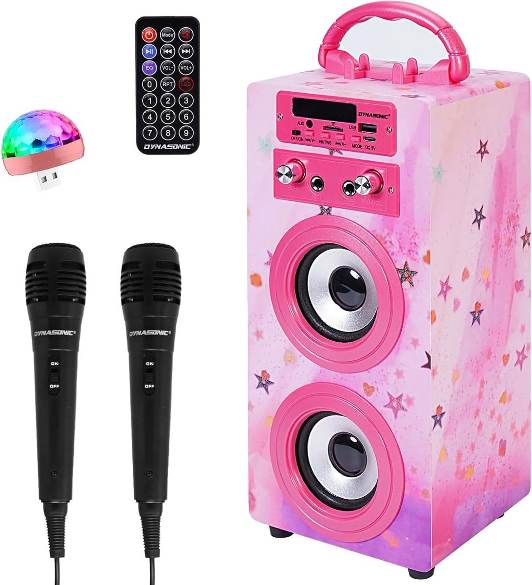 Draagbare Karaokeset met 2 Microfoons, Bluetooth Speaker en Lichteffecten - Muziekspeler voor Kinderen en Tieners