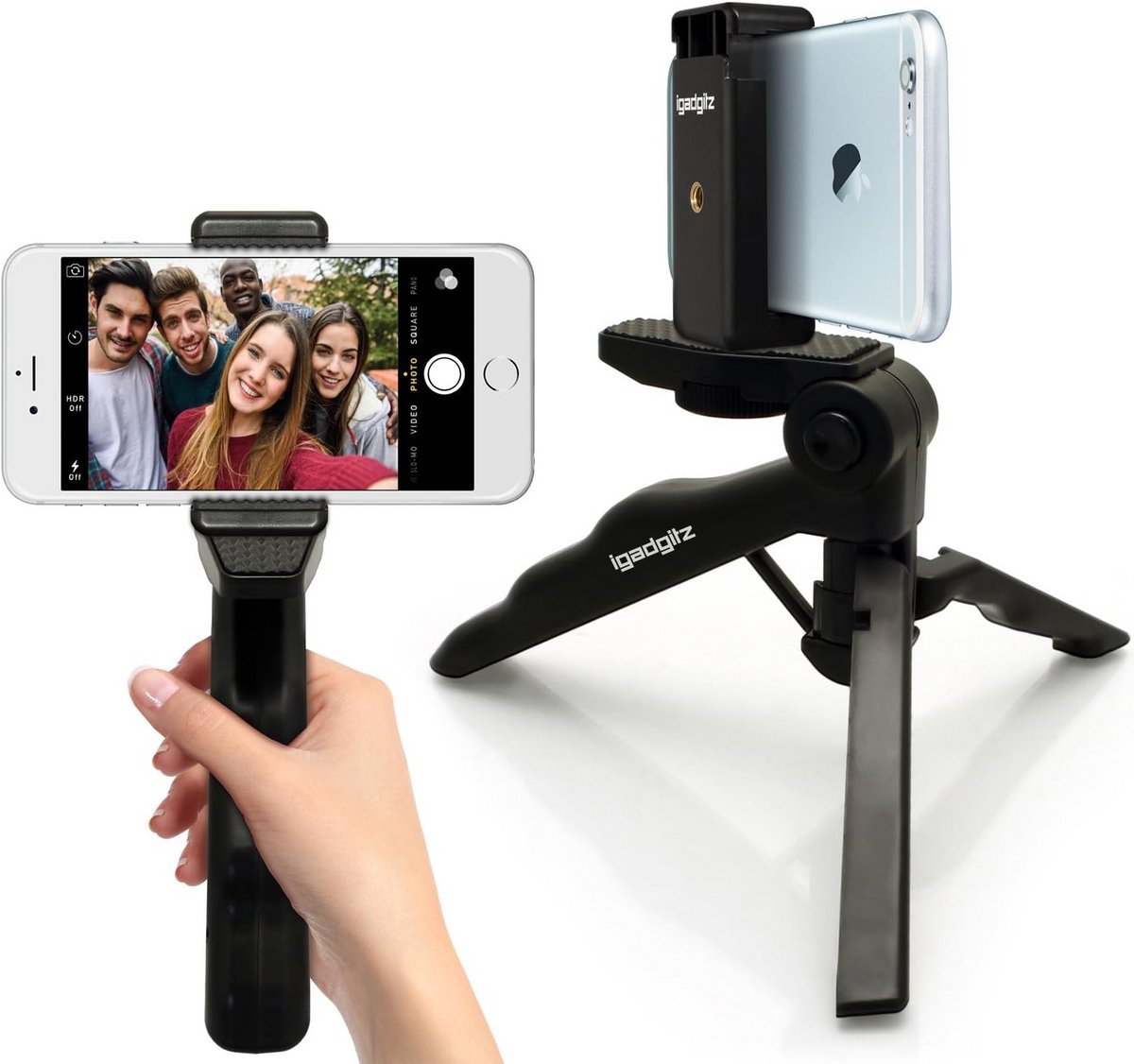 2-in-1 Smartphone Statief Grip Stabilisator en Tafelstandaard met Universele Houder