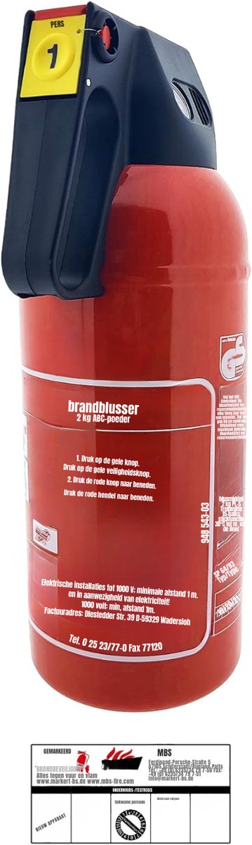 MMM® Brandblusser Auto - Brandblusser Schuim - Brandblusser - Rood - ‎33cmx 12cm x 15cm