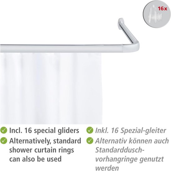 Douchegordijnstang Uitschuifbaar gebogen hoek bad gordijn rail bar L-vormige geen boren verstelbaar 304 roestvrij staal badkamer bad paal decoratief ( kleur: 70-95cm* 70-95cm