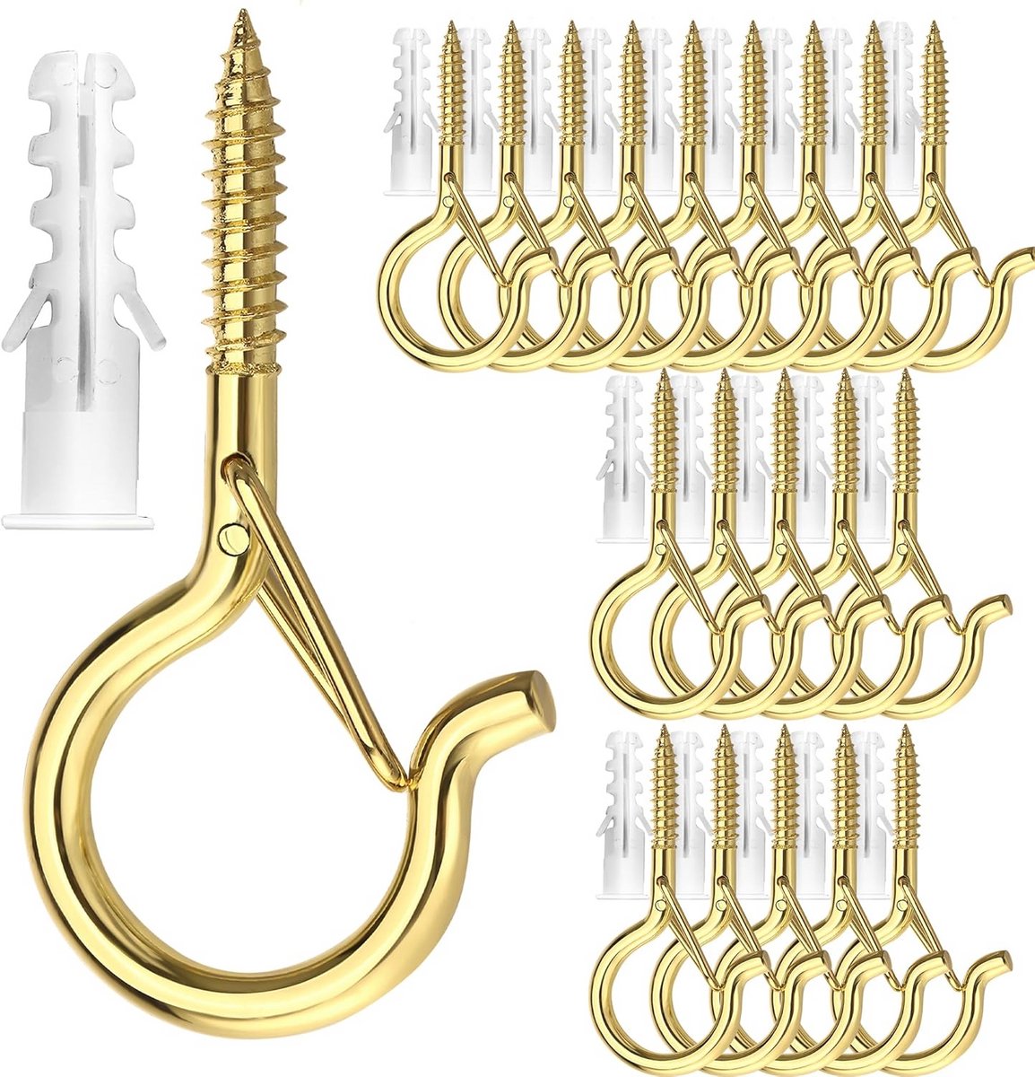 20x Q-Hanger Schroefhaken voor Ophanglampen en Planten - 2.2 Inch Gouden Plafondhaken