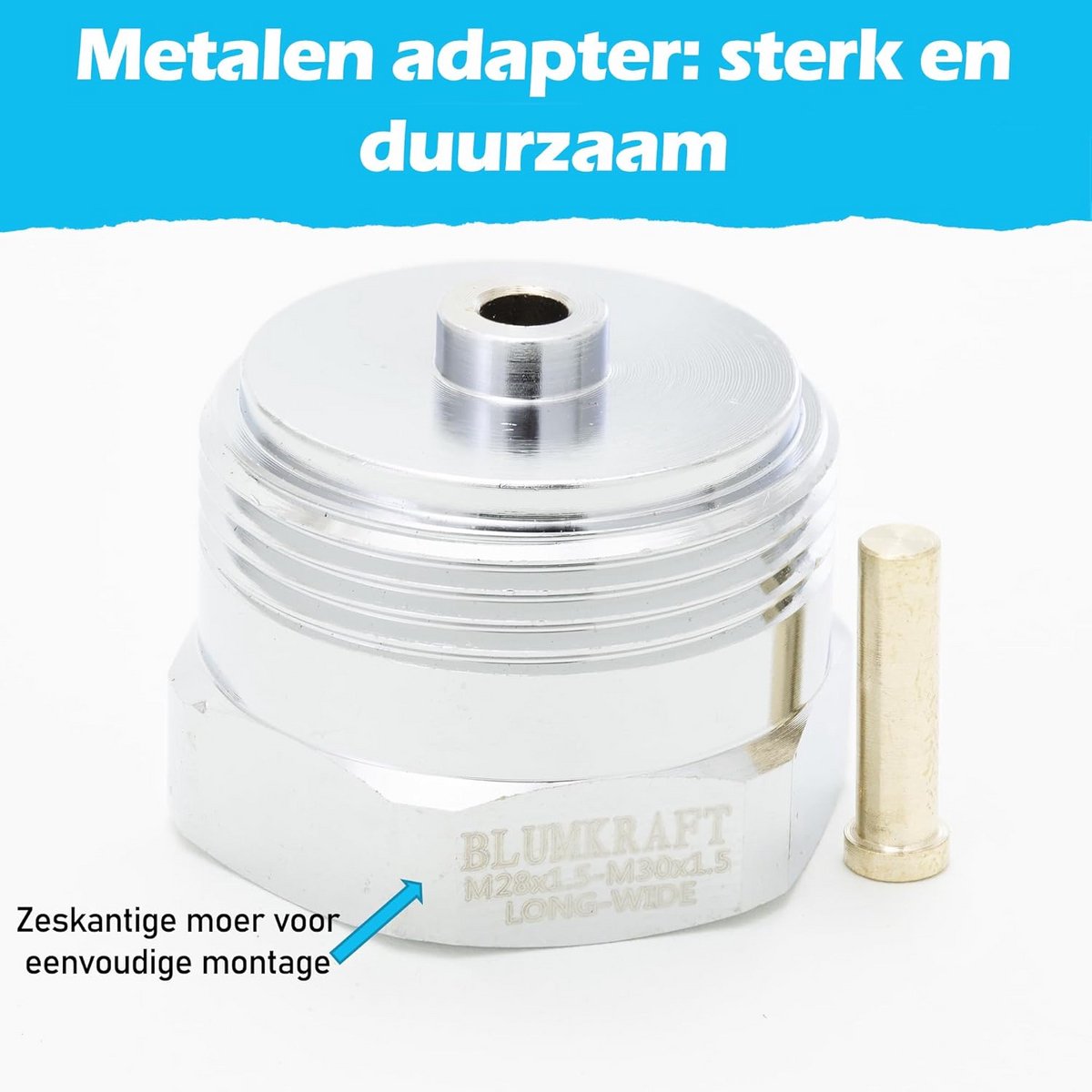 Metalen Adapter M28x1.5 naar M30x1.5 voor Thermostaatkraan - Geschikt voor TA Radiatoren
