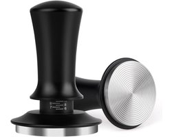 KZQ Espresso tamper van 53 mm - met maatverdeling - instelbare aandrukdiepte - veerbelast - professionele espresso tamper - gelijkmatig aandrukken - geschikt voor thuisbarista's en koffiebars - roestvrijstalen voet